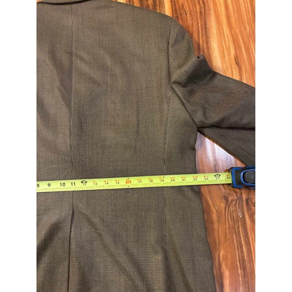 Ralph Ralph Lauren Silk Wool Houndstooth Blazer Mens 44R Olive Brown Vintage Y2K